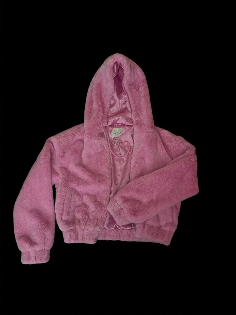 Baby Phat x Forever 21 Rhinestone Plush Fur Zip Up Hoodie Size Small